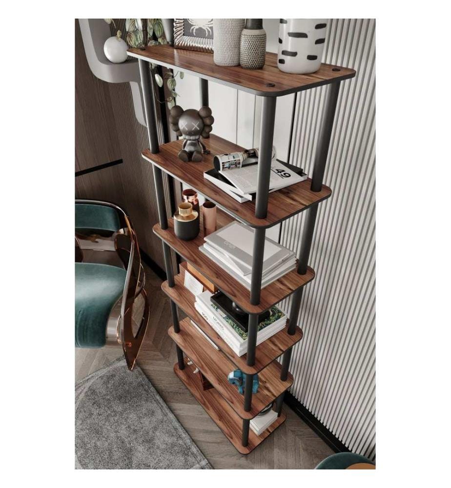 Libreria, noce, 100% MDF, gambe in legno