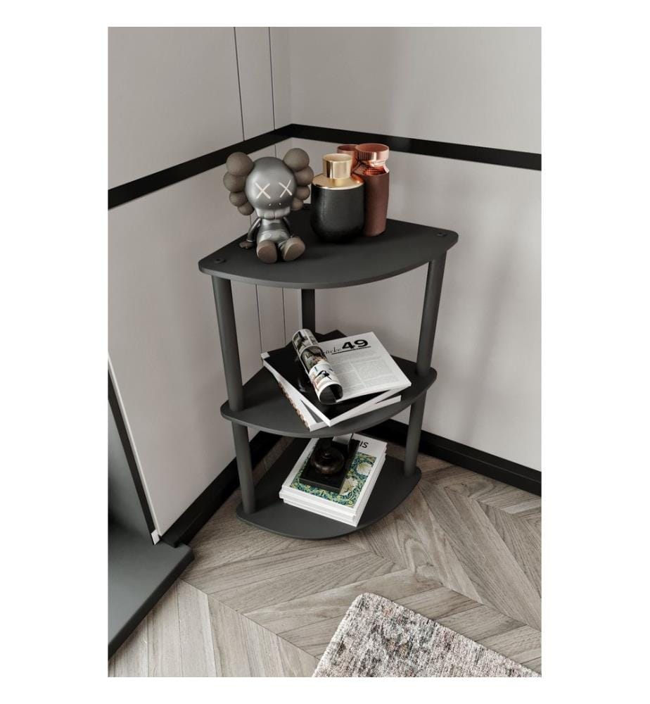 Libreria, nera, 100% MDF, gambe in legno
