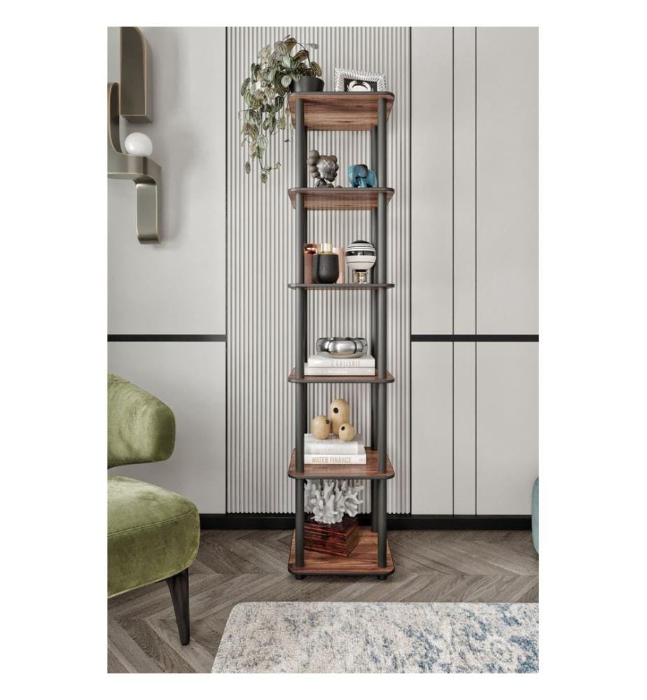 Libreria, noce, 100% MDF, gambe in legno