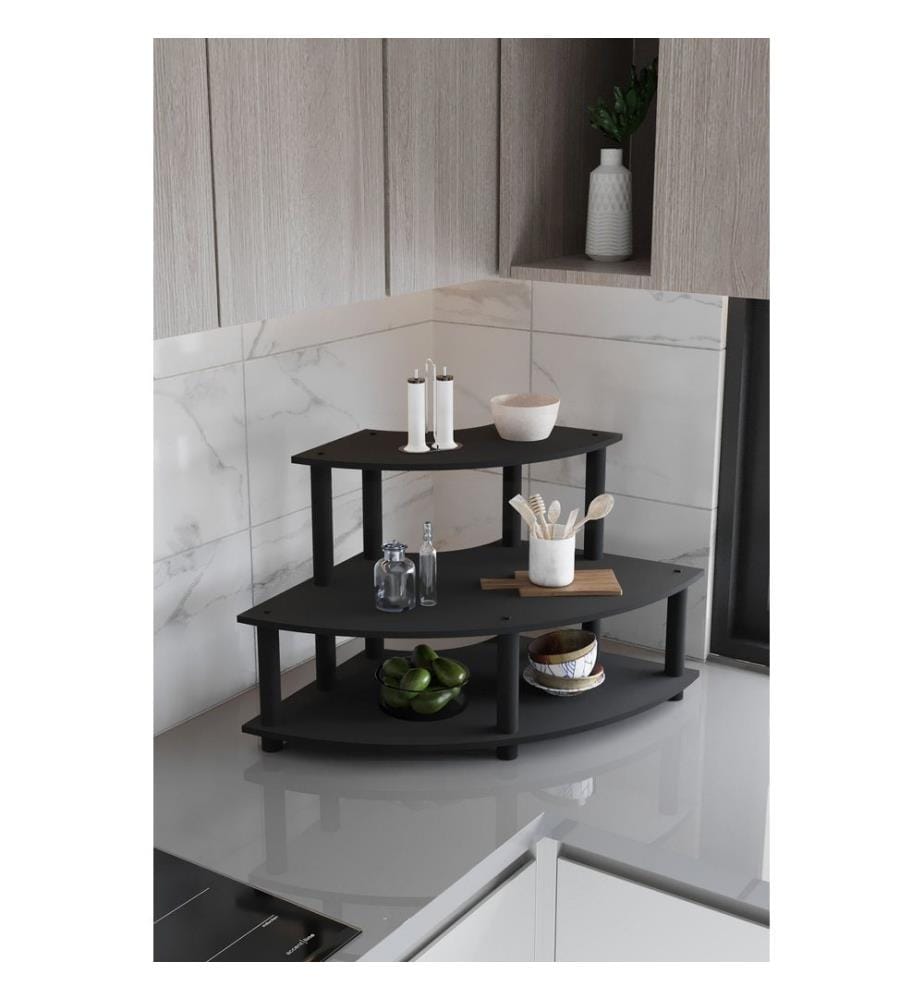 Scaffale da cucina, nero, 100% MDF, gambe in legno