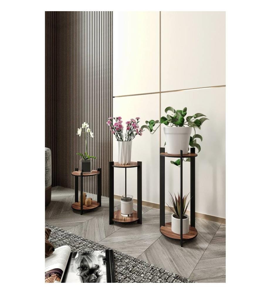 Pflanzenständer aus Holz, Nussbaum, 100 % MDF, Holzbeine