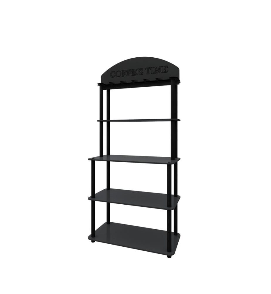 Porta caffè, nero, 100% MDF, gambe in legno