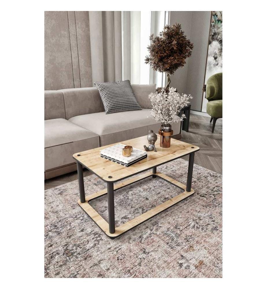 Couchtisch, Eiche, 100 % MDF, Holzbeine