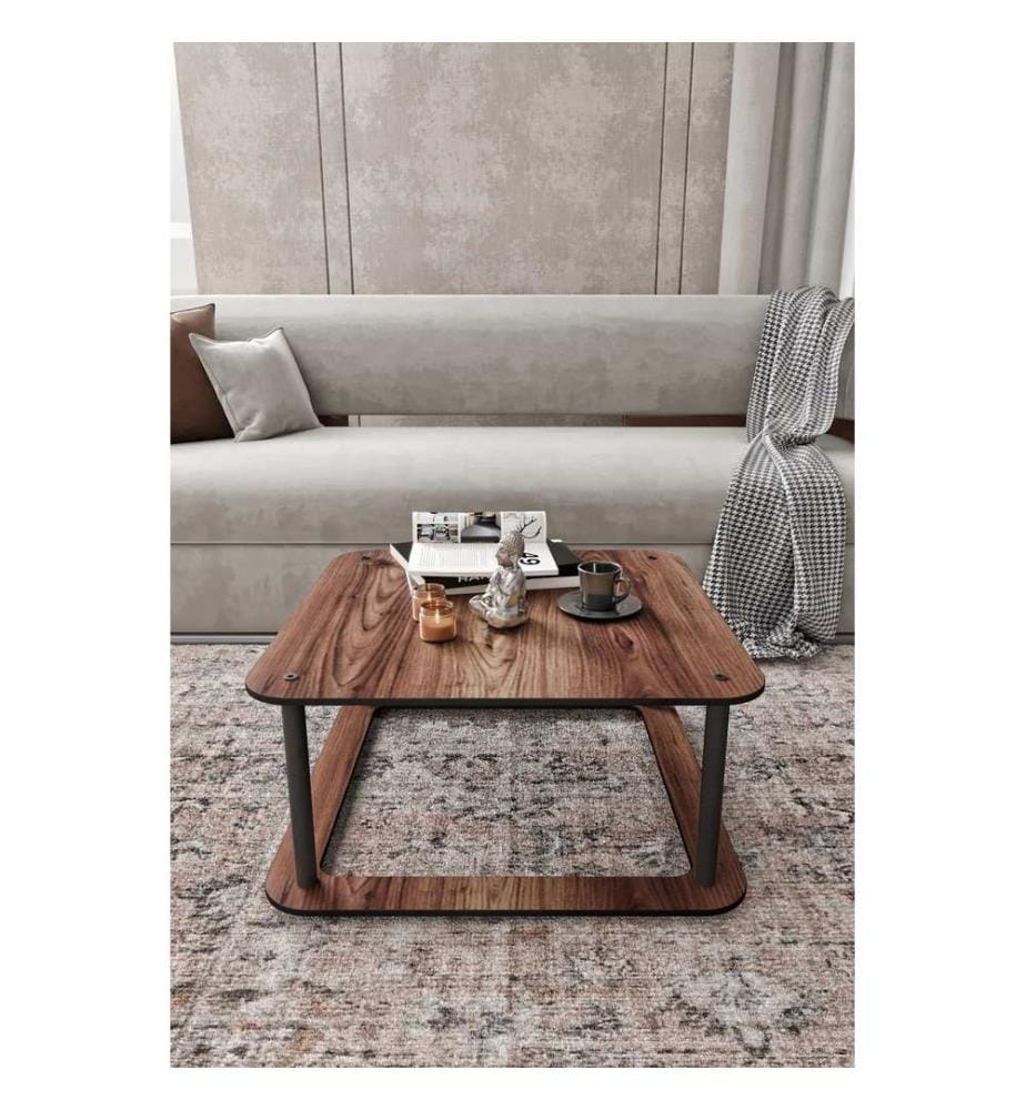 Couchtisch, Walnuss, 100 % MDF, Holzbeine