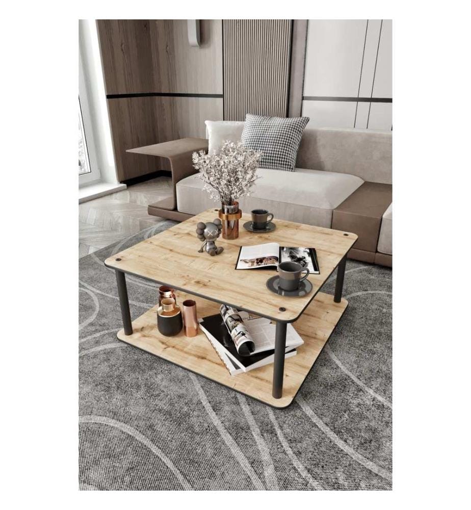 Couchtisch, Eiche, 100 % MDF, Holzbeine