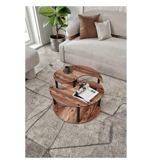 Couchtisch-Set, Walnuss, 100 % MDF, Holzbeine