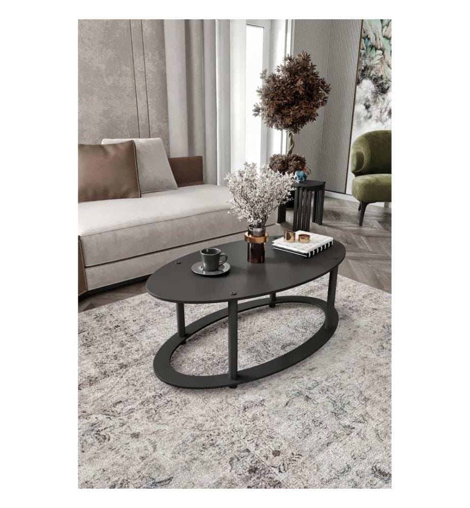 Couchtisch, schwarz, 100 % MDF, Holzbeine
