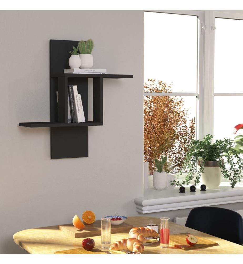 Anthracite, Étagères Murales, 70X64X20 cm, Plaque De Particules Enrobée De Mélamine