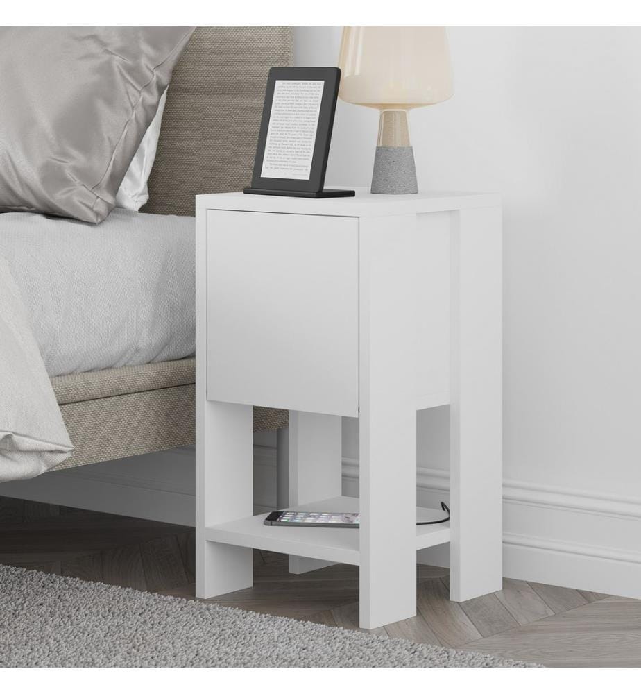 Nightstand, White, Melamine Coated Particle Board