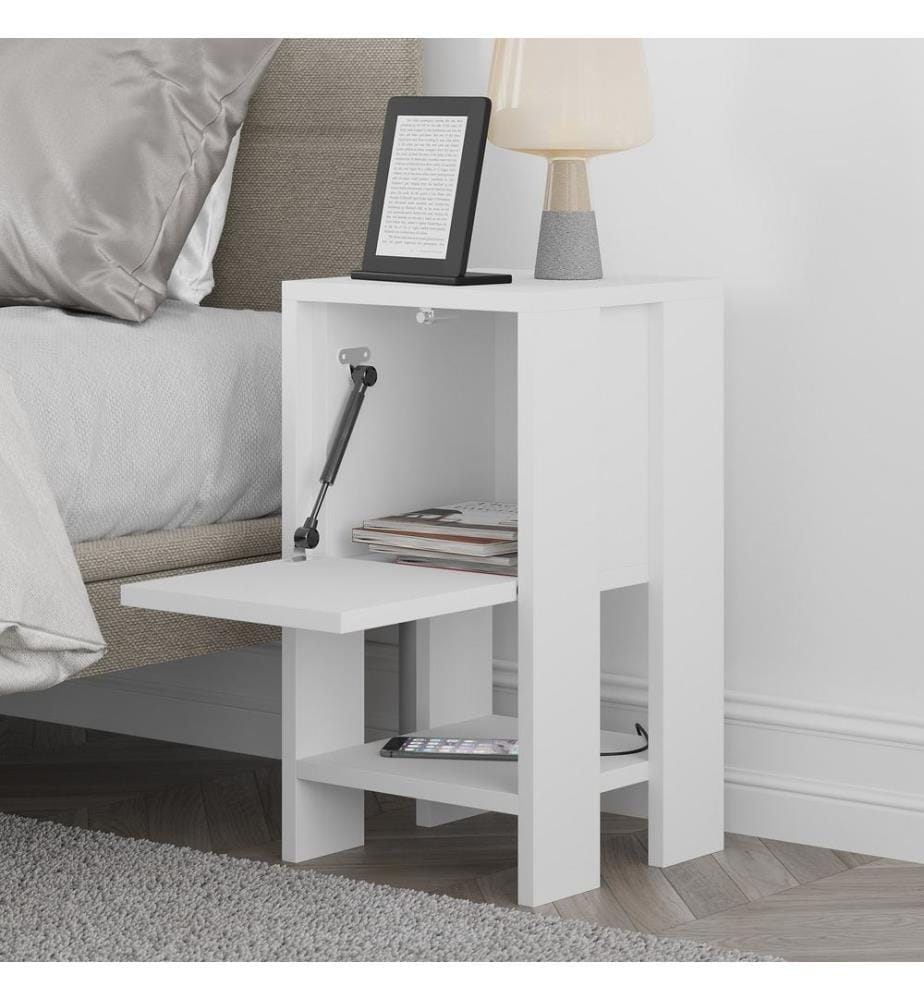 Nightstand, White, Melamine Coated Particle Board