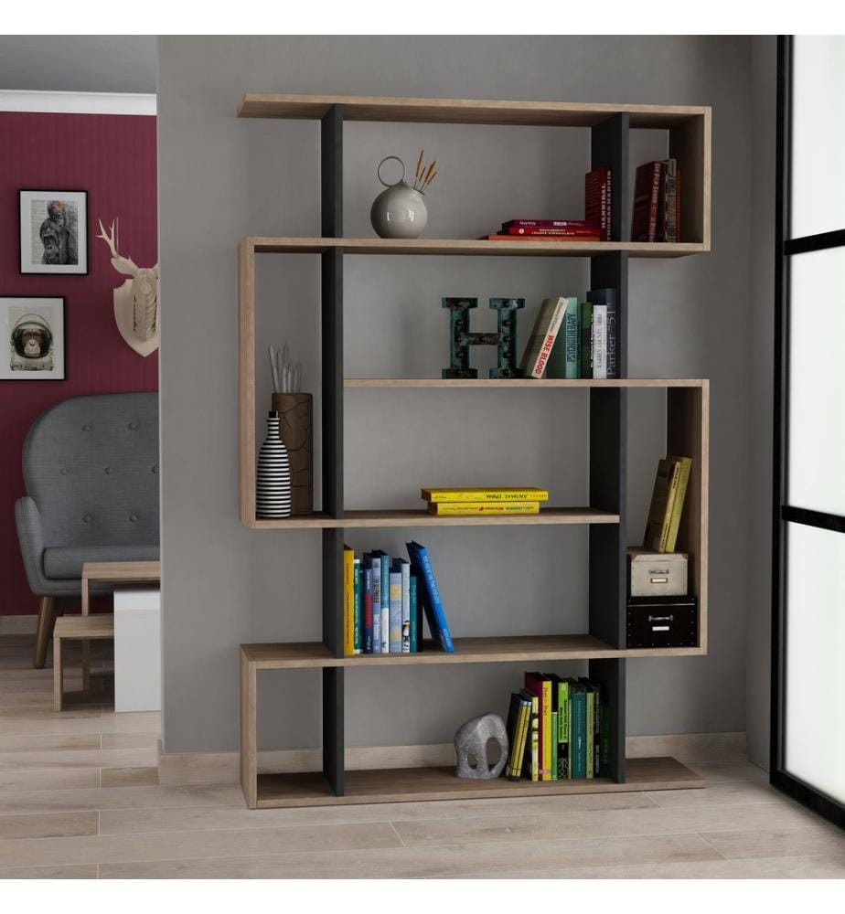 Bookshelf, Sonoma OakAnthracite, Melamine Coated Particle Board