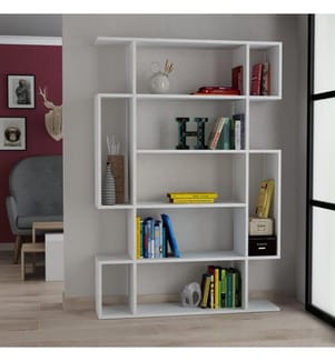 Weiss, Bücherregale, 161X110X25,5 cm, Melaminbeschichtete Partikelplatte