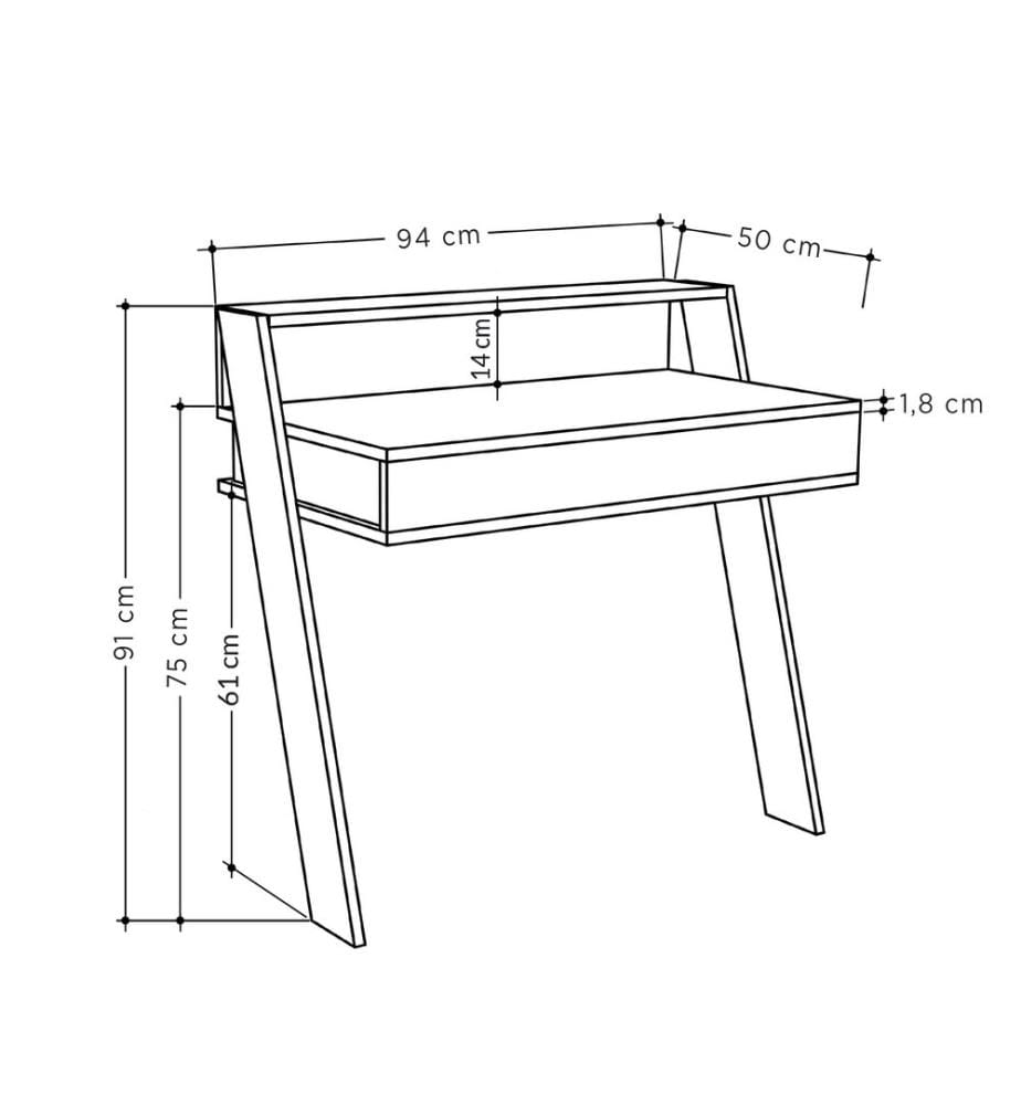 Study Desk, White, Melamine Coated Particle Board