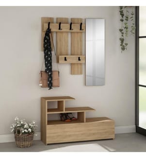 Colorato Di Quercia, Stand Cloakroom, 61X100X30 cm, Piastra Di Particelle Con Rivestimento A Melamina