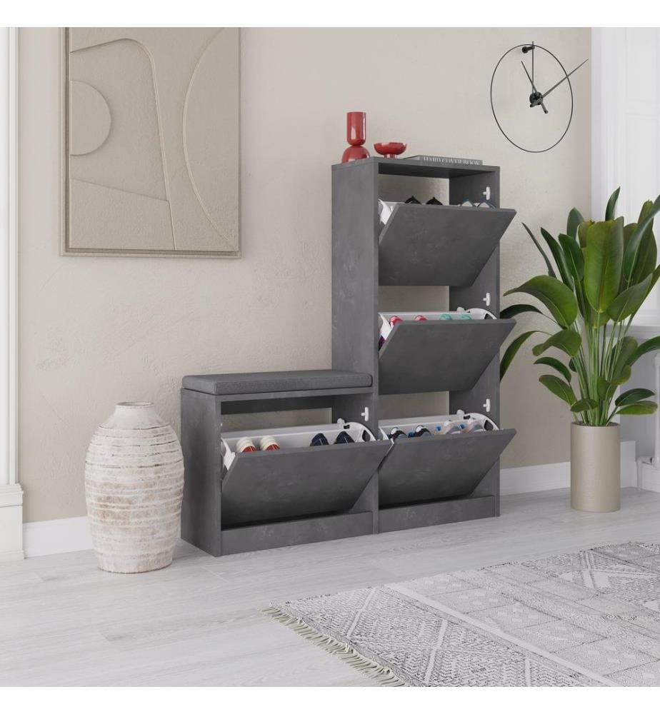 Meuble à chaussures, gris, panneau de particules mélaminé