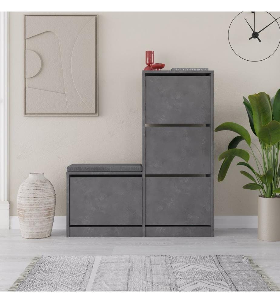 Meuble à chaussures, gris, panneau de particules mélaminé