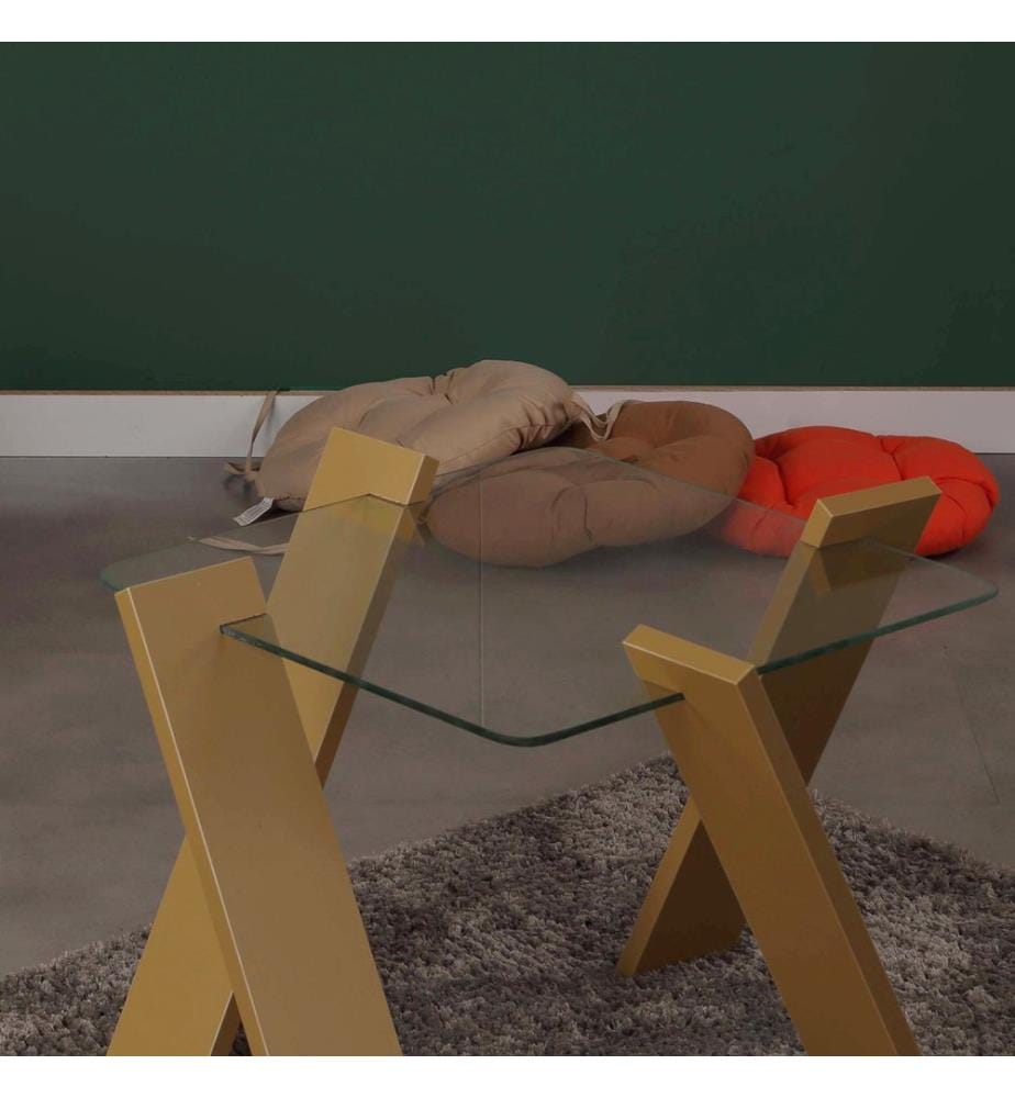 Moutarde, Tables Basses, 41X57X57 cm, Assiette De Particules Enrobée De Mélamine