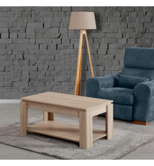 Luce, Quercia, Tavolini Da Caffè, 47X104X56 cm, Piastra Di Particelle Con Rivestimento A Melamina