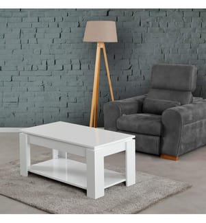 Lucido, Bianco, Tavolini Da Caffè, 47X104X56 cm, Piastra Di Particelle Con Rivestimento