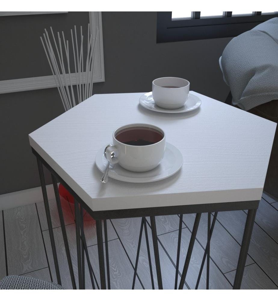 Side Table, WhiteBlack, Melamine Coated Particle Board