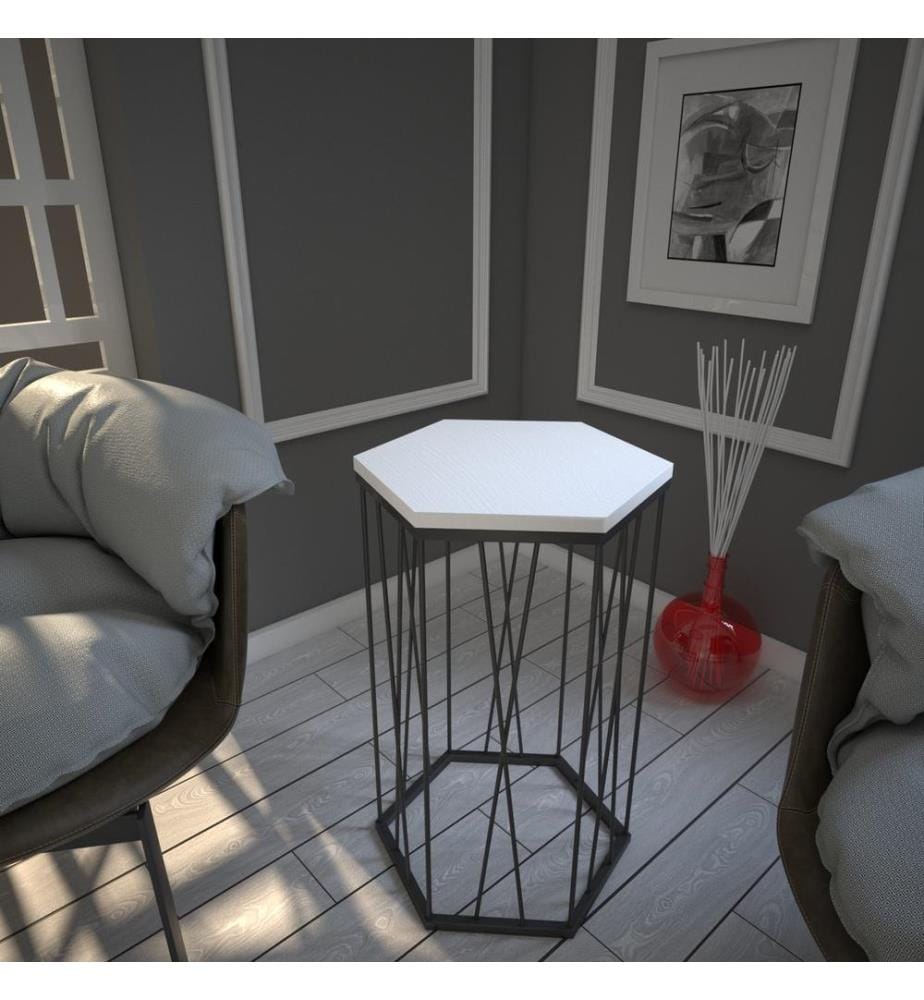Side Table, WhiteBlack, Melamine Coated Particle Board