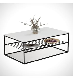 Bianco, Tavolini, 43X95X55 cm, Piastra Di Particelle Con Rivestimento Melamina