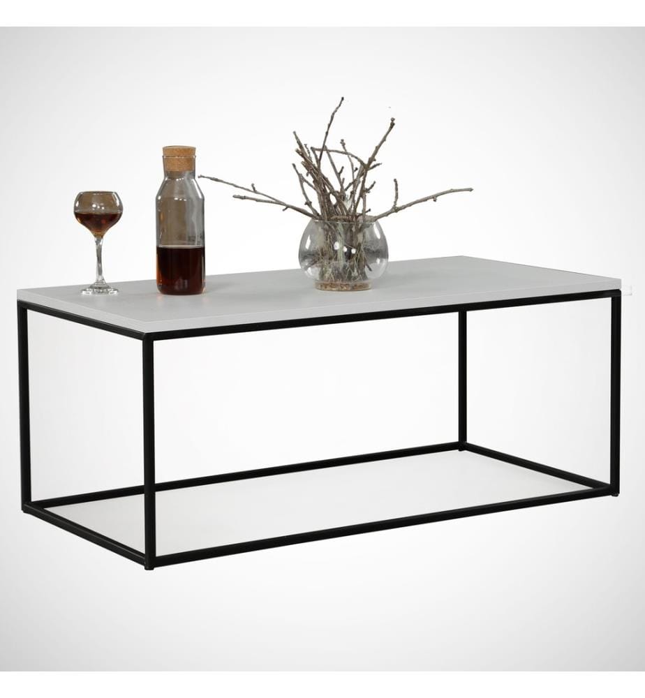 Blanc, Tables Basses, 43X95X55 cm, Assiette De Particules Enrobée De Mélamine