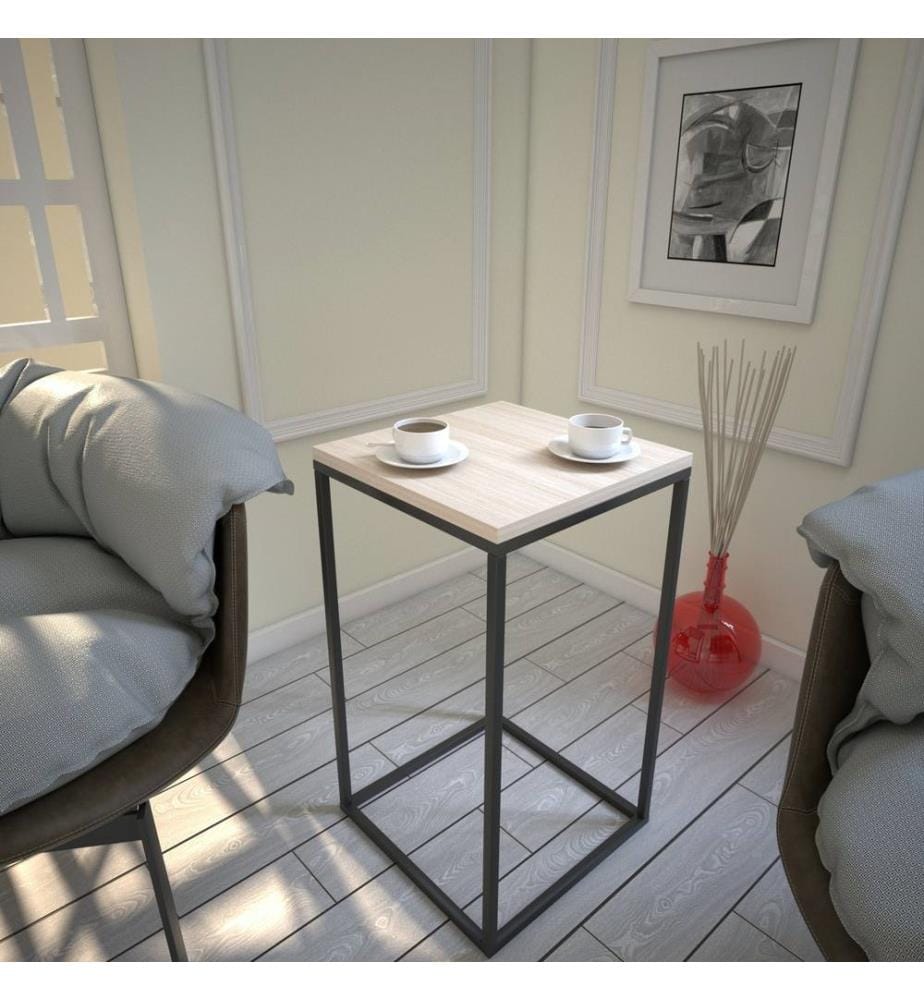 Couleur De Chêne, Tables Basses, 62X35X35 cm, Assiette De Particules Enrobée De Mélamine