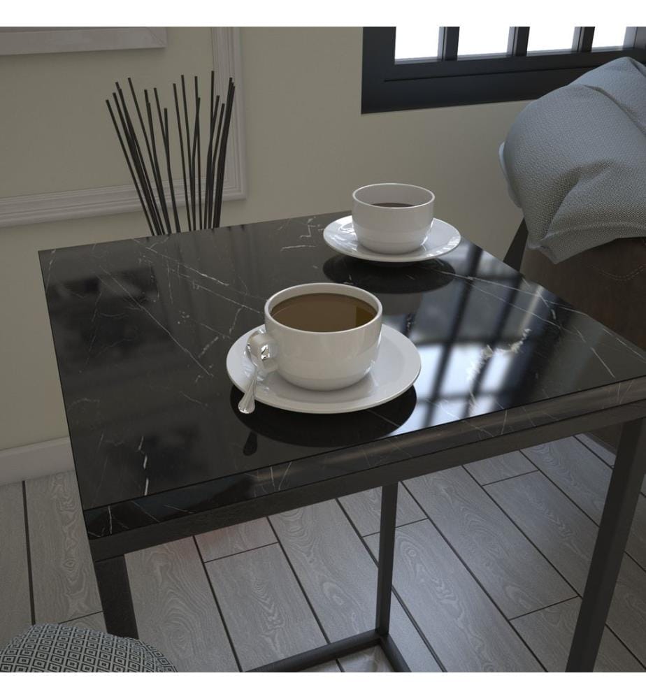 Noir, Blanc, Tables Basses, 62X35X35 cm, Assiette De Particules Enrobée De Mélamine