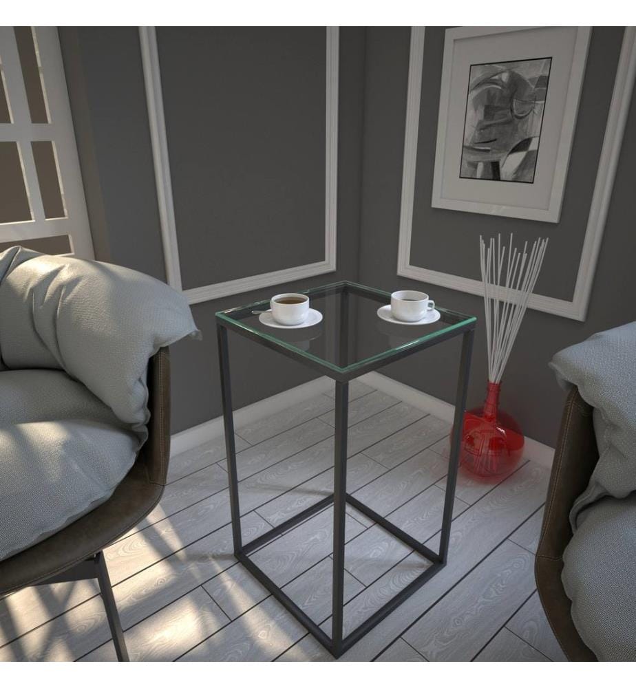 Noir, Tables Basses, 62X35X35 cm, Assiette De Particules Enrobée De Mélamine
