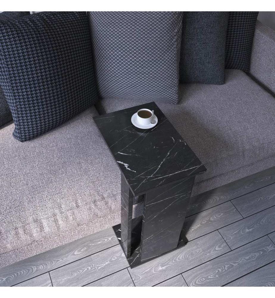 Noir, Blanc, Tables Basses, 61X30X43 cm, Plaque De Particules À Revêtement En Mélamine