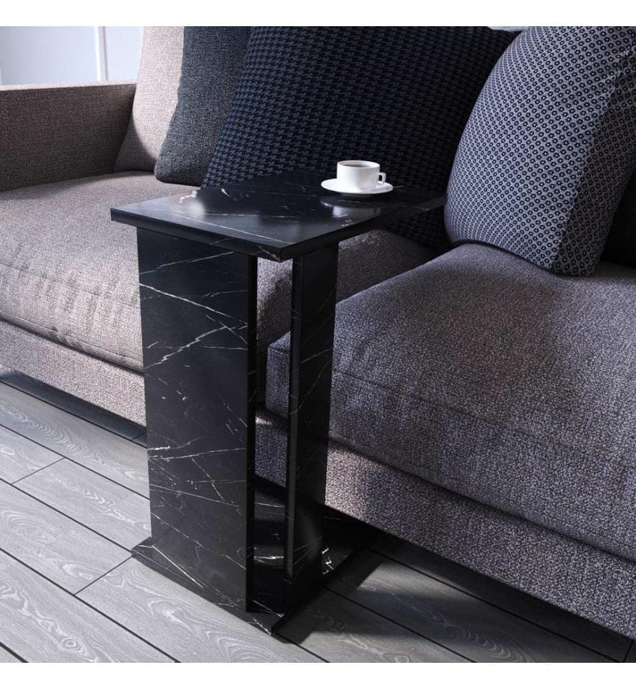 Noir, Blanc, Tables Basses, 61X30X43 cm, Plaque De Particules À Revêtement En Mélamine