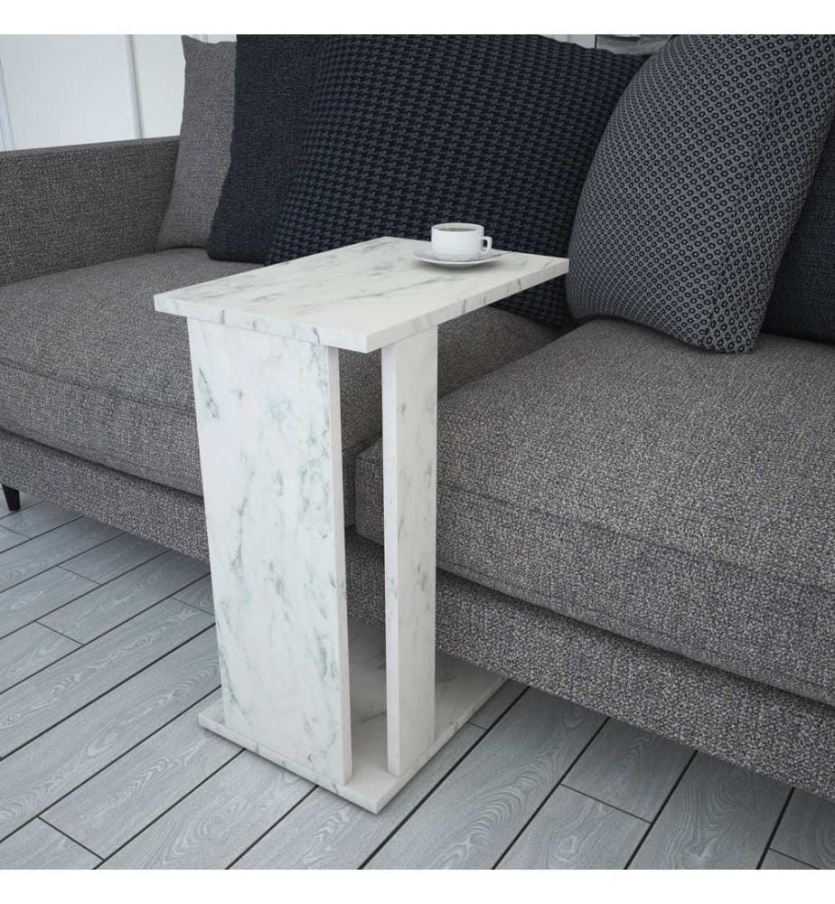 Blanc, Noir, Tables Basses, 61X30X43 cm, Plaque De Particules À Revêtement En Mélamine
