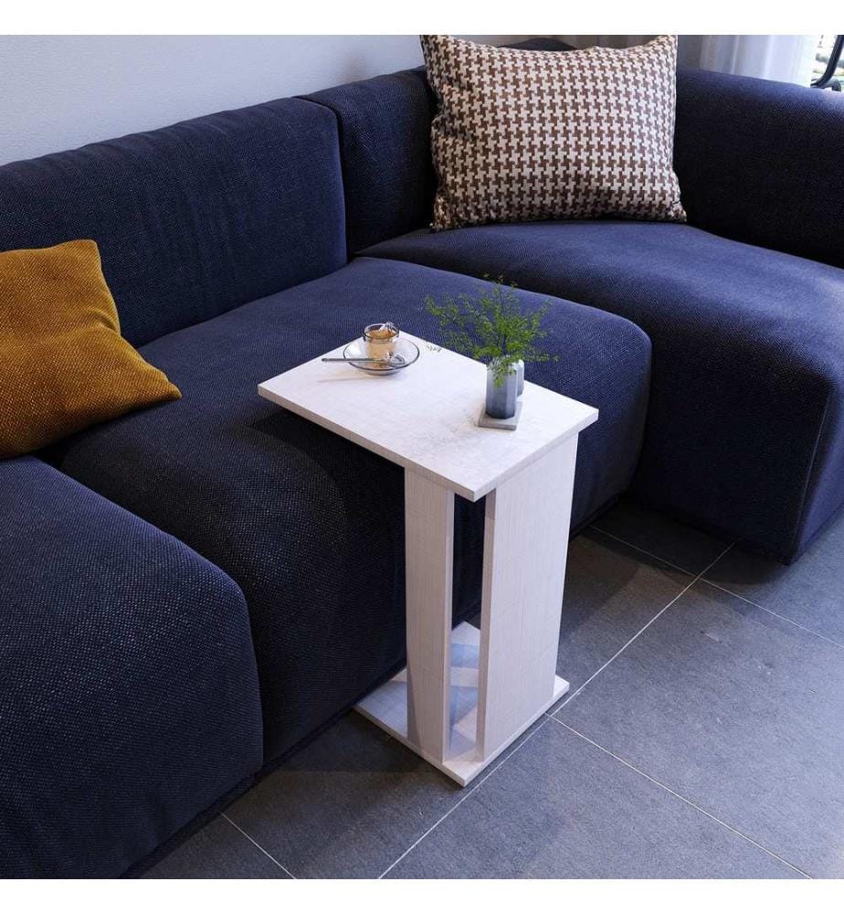 Blanc, Tables Basses, 61X30X43 cm, Plaque De Particules À Revêtement En Mélamine