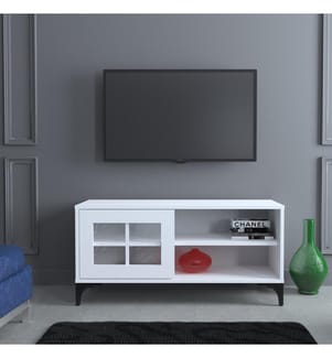 Weiss, Tv Schränke, 54X100X42 cm, Melaminbeschichtete Partikelplatte