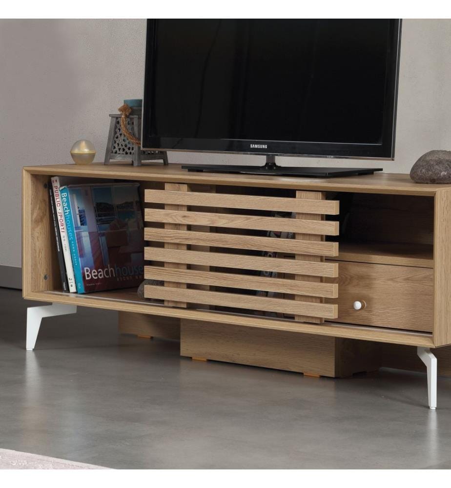 Couleur Chêne, Armoires Tv, 50X125X41 cm, Plaque De Particules Enrobée De Mélamine