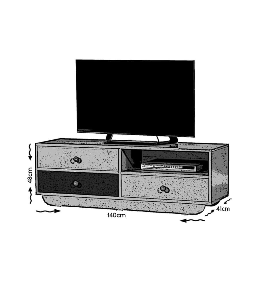 TV-Ständer, Weiss, Blau, Spanplatte mit Melaminharzbeschichtung