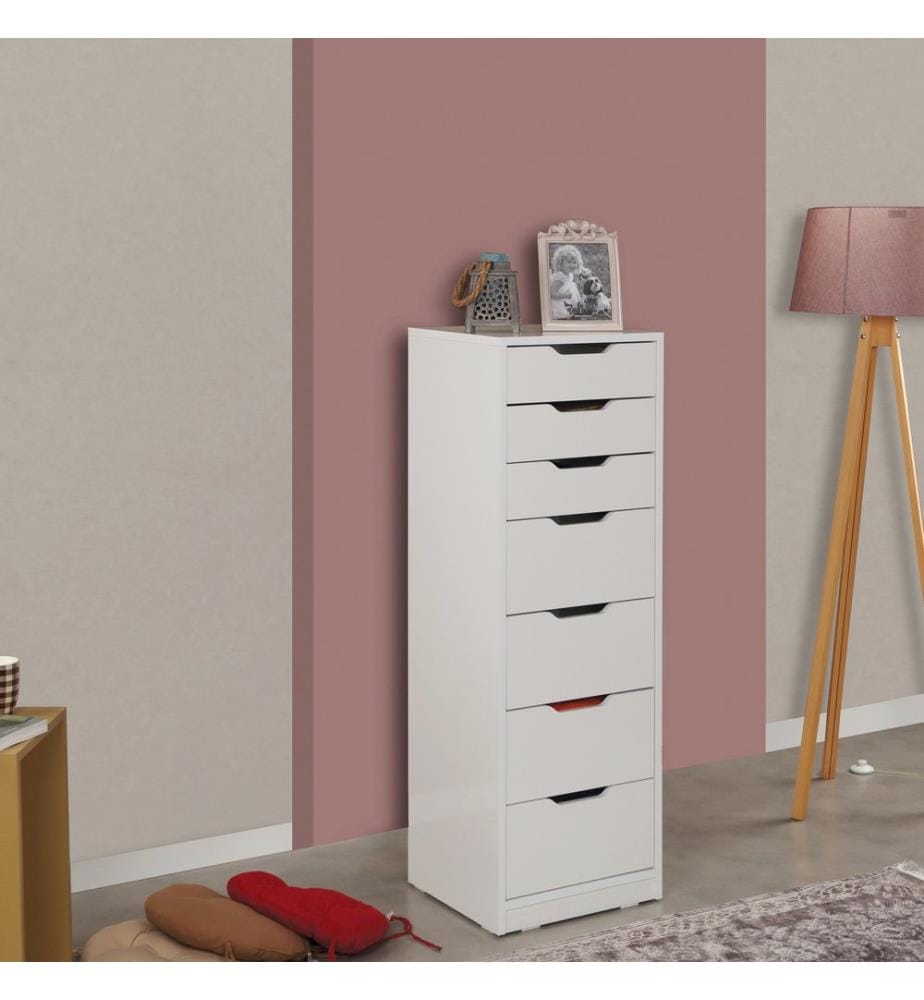 Brillant, Blanc, Coffres De Tiroirs, 130X44X40 cm, Plaque De Particules Enrobée De Mélamine