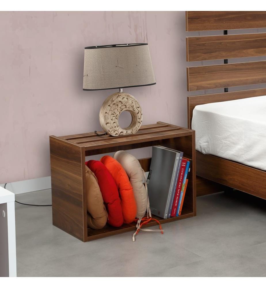 Nightstand, Walnut, Melamine Coated Particle Board