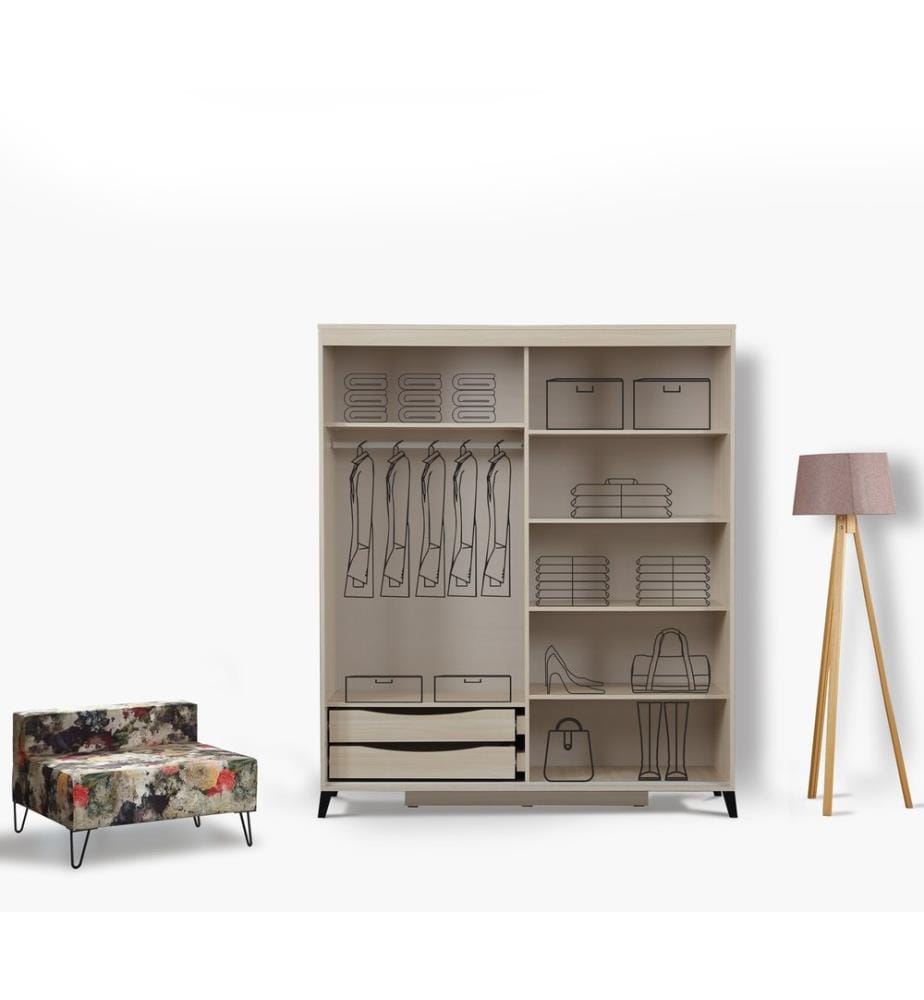 Wardrobe, Oak, Melamine Coated Particle Board