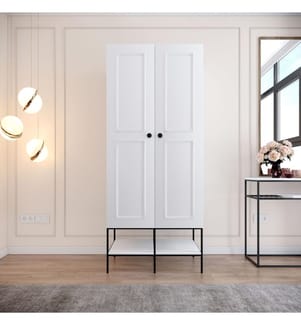 White, Warrobes, 200X84X50 cm, Piastra Di Particelle Con Rivestimento A Melamina