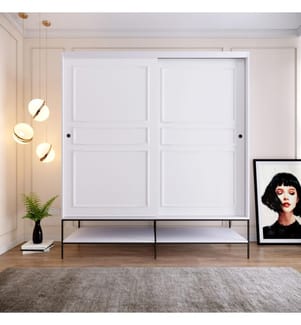 White, Warrobes, 200X190X57 cm, Piastra Di Particelle Rivestita Con Melamina