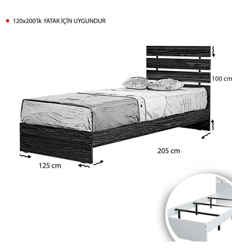 Single Bedstead, White, Melamine Coated Particle Board