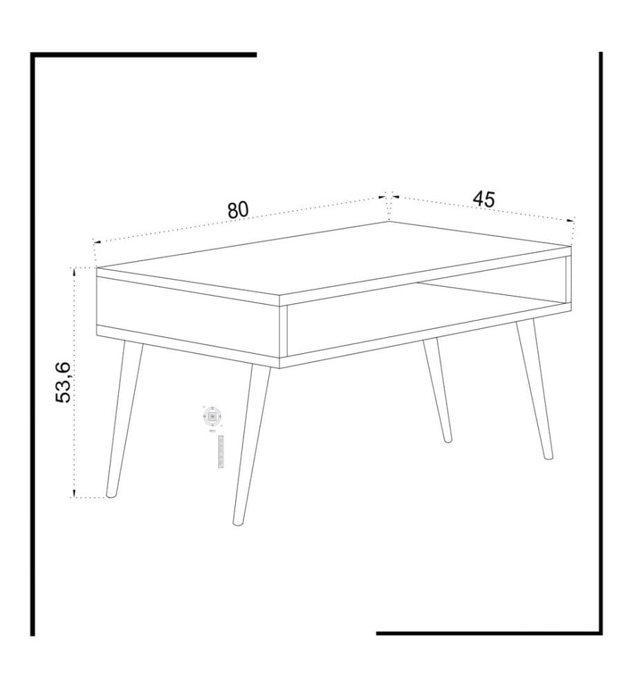 Blancs, Tables Basses, 53,6X80X45 cm, Assiette De Particules Enrobée De Mélamine