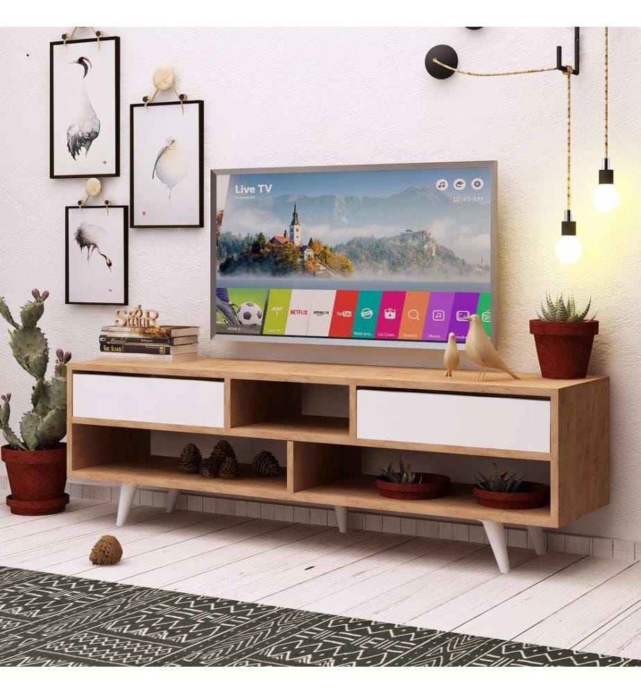 TV Stand, OakWhite, Melamine Coated Particle Board