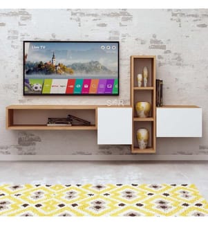 Eichenfarbig,Weiss, Tv Schränke, 70X160X35 cm, Melaminbeschichtete Partikelplatte