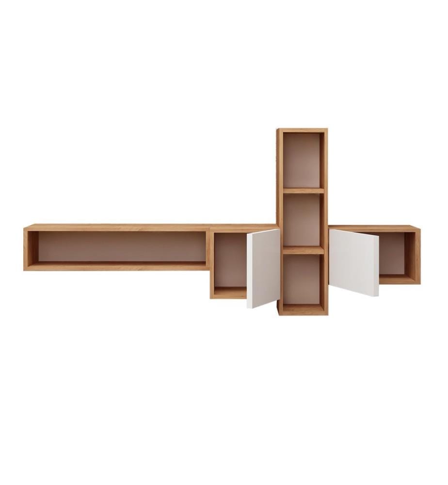 TV Unit, OakWhite, Melamine Coated Particle Board