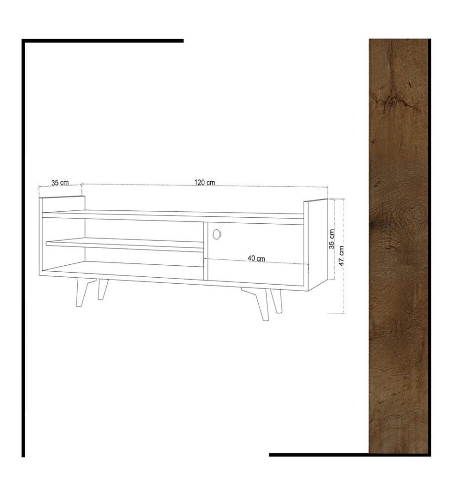 Chêne, Blanc, Armoires Tv, 47X120X35 cm, Plaque De Particules Enrobée De Mélamine