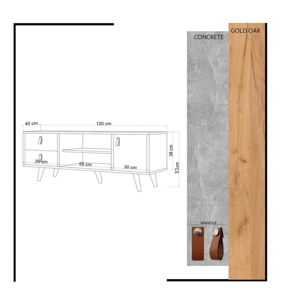 Eichenfarbig,Weiss, Tv Schränke, 55 cm, Melaminbeschichtete Partikelplatte