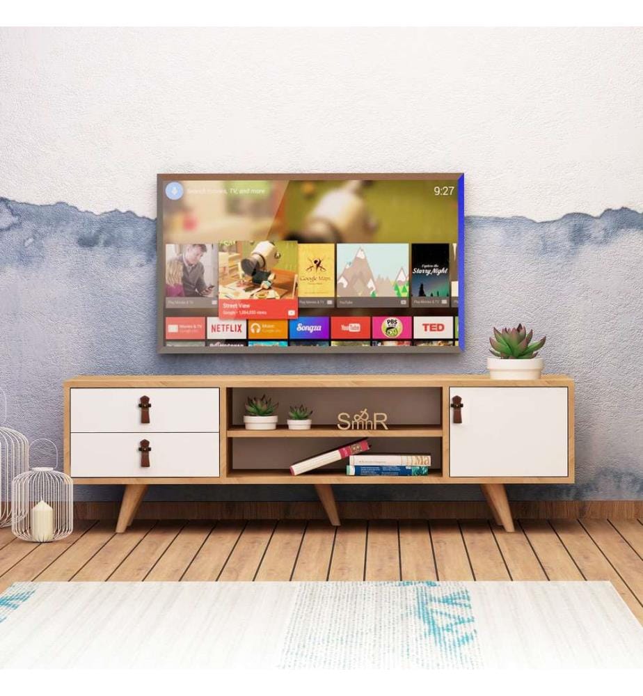 Eichenfarbig,Weiss, Tv Schränke, 53X120X40 cm, Melaminbeschichtete Partikelplatte